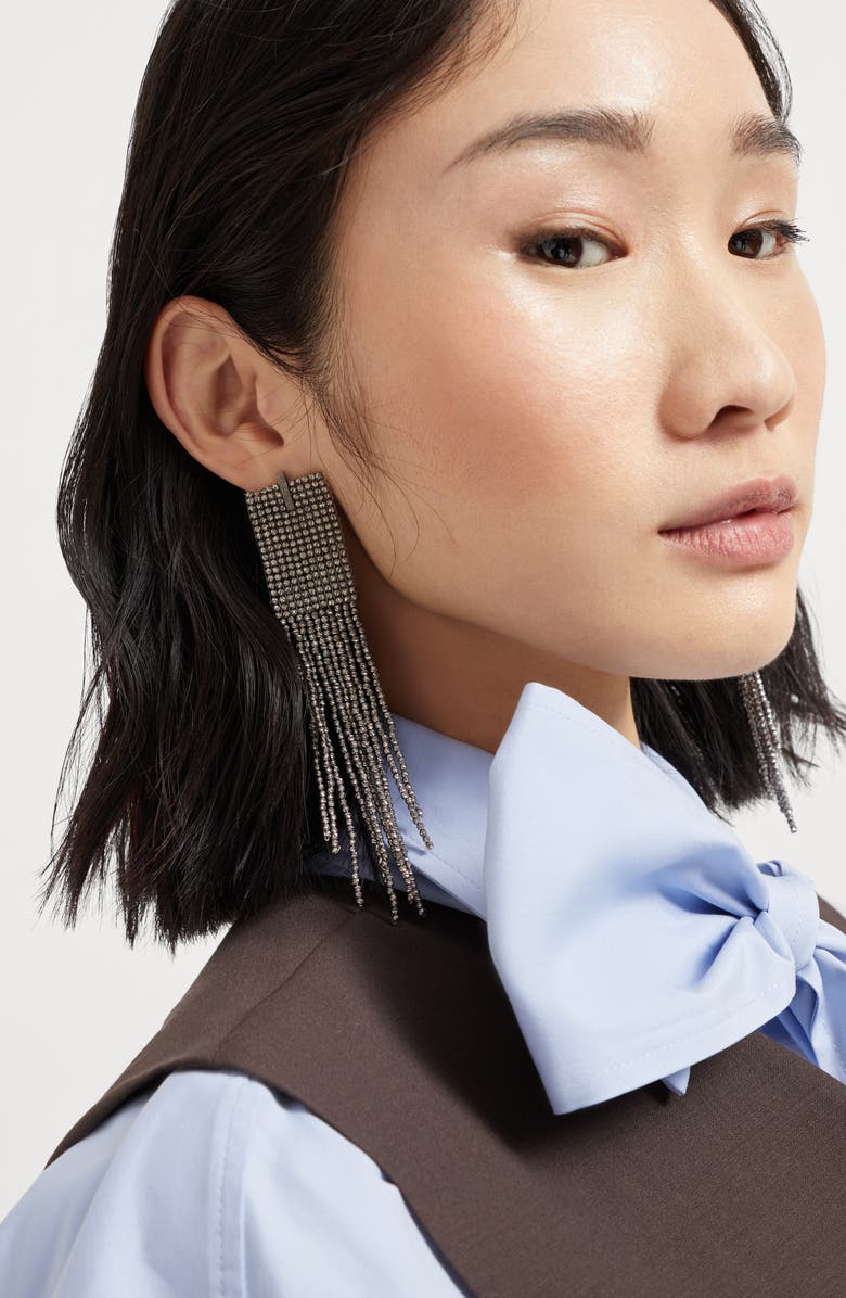 Brunello Cucinelli Frayed earrings, Alternate, color, Silver