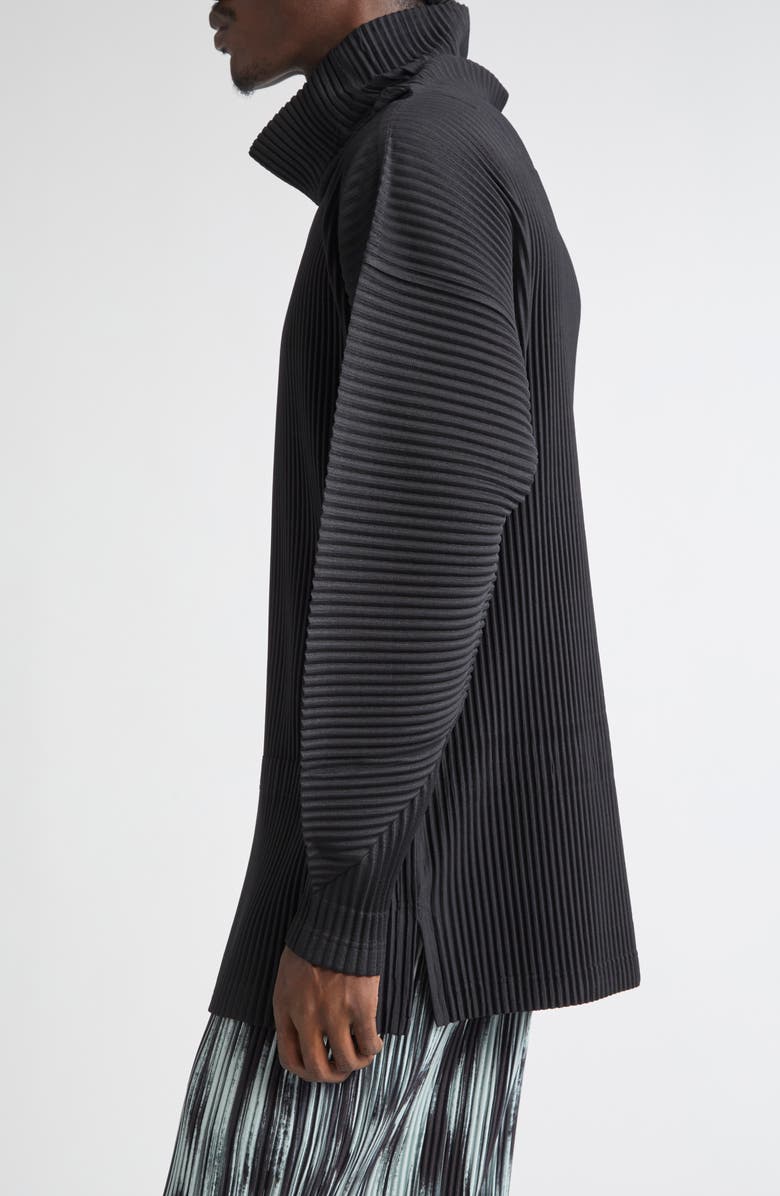 Homme Plissé Issey Miyake Monthly Colors October Pleated Turtleneck Top, Alternate, color, Black