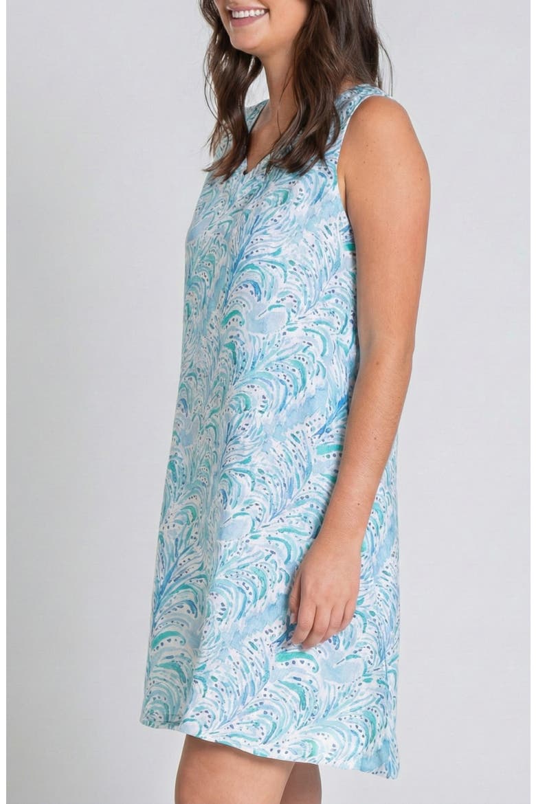Tropical Palms Linen Shift Dress, Alternate, color, LIGHT BLUE MULTI