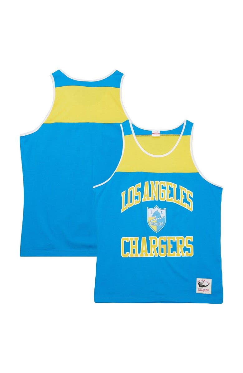 Mitchell & Ness Men's Mitchell & Ness Powder Blue/Gold Los Angeles Chargers Gridiron Classics Heritage Colorblock Tank Top, Main, color, Powder Blue