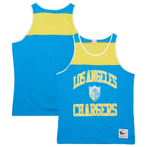 Men's Mitchell & Ness Powder Blue/Gold Los Angeles Chargers Gridiron Classics Heritage Colorblock Tank Top