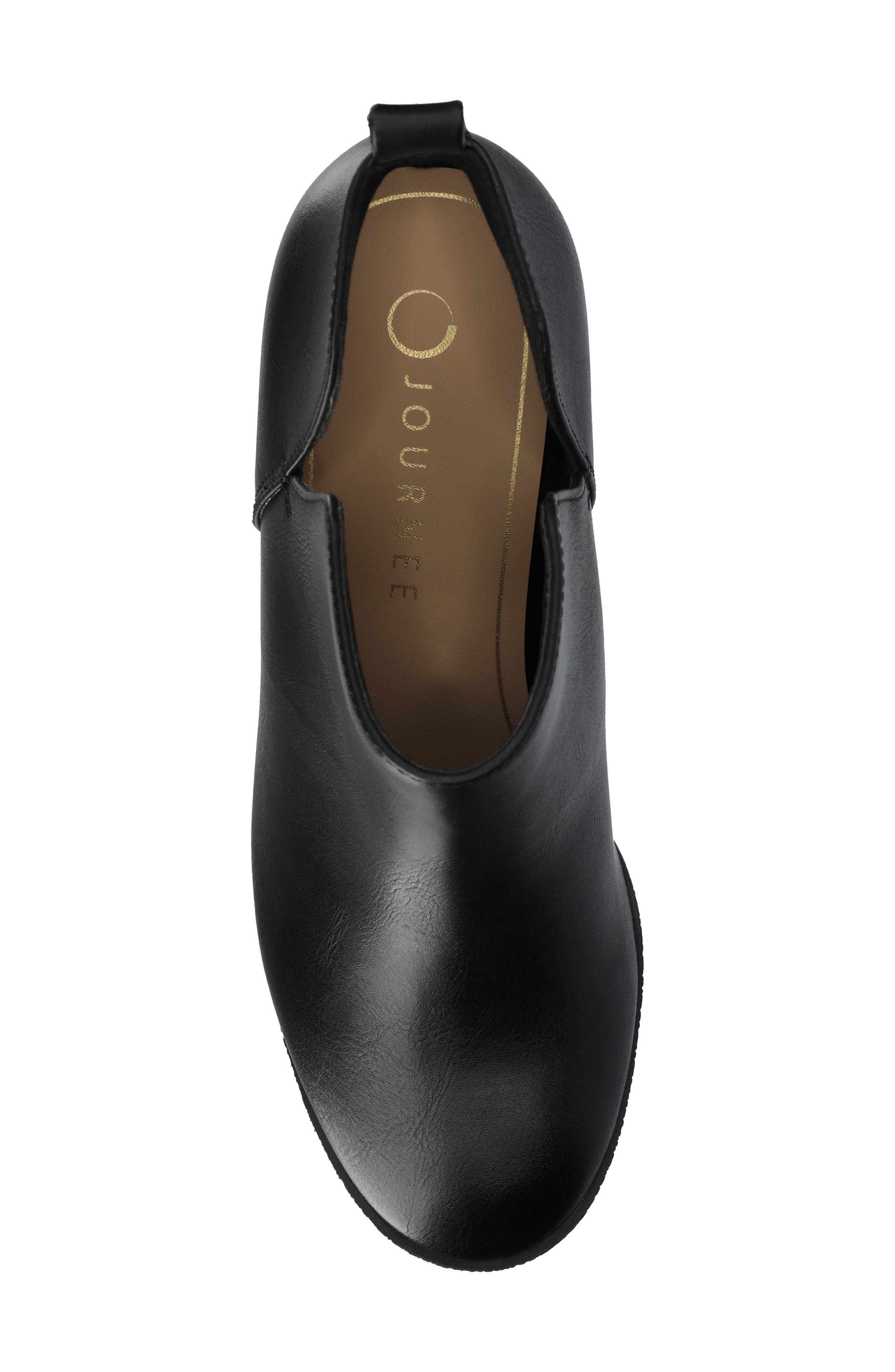 Journee Collection Mylee Perforated Wedge Bootie, Alternate, color, Black Pu