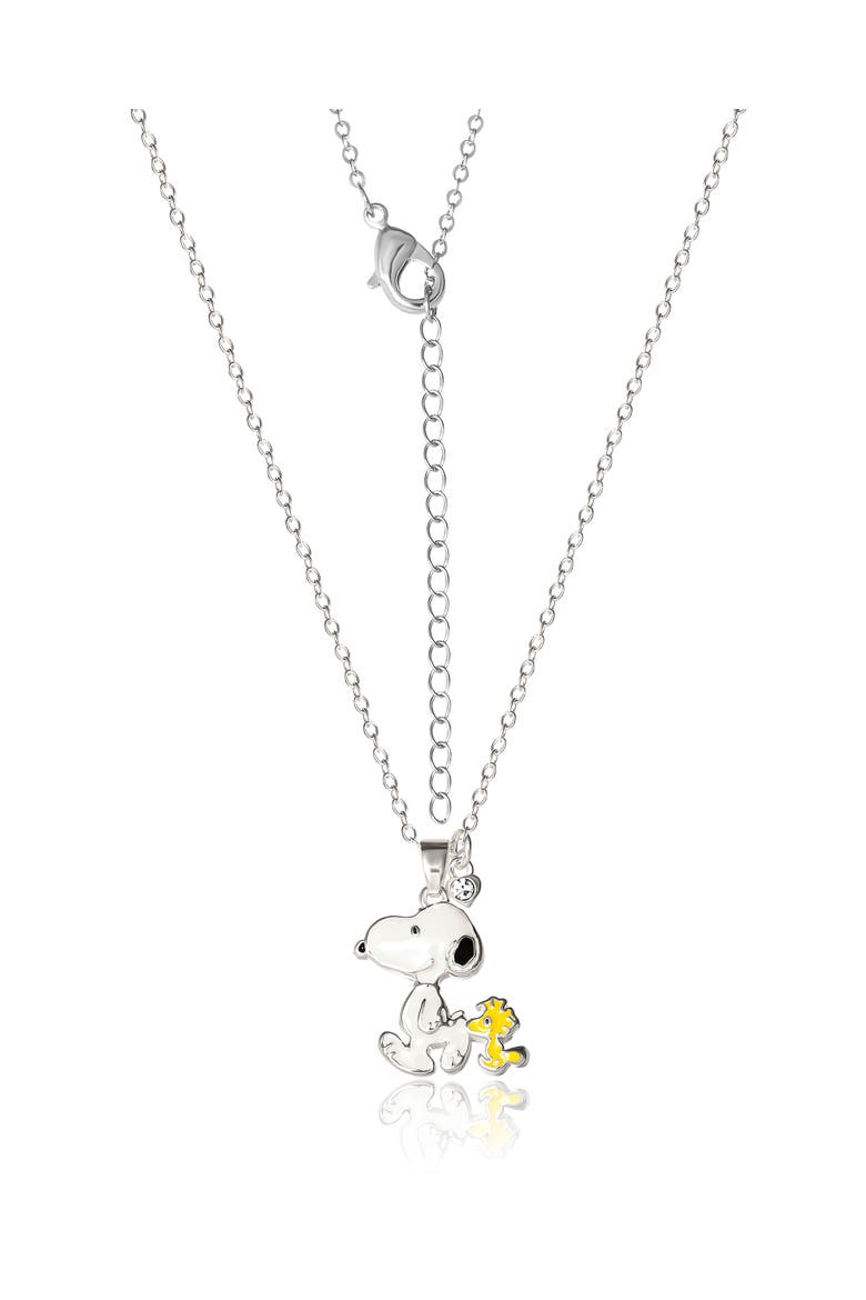 Snoopy and Woodstock 3D Pendant Necklace, Alternate, color, Silver