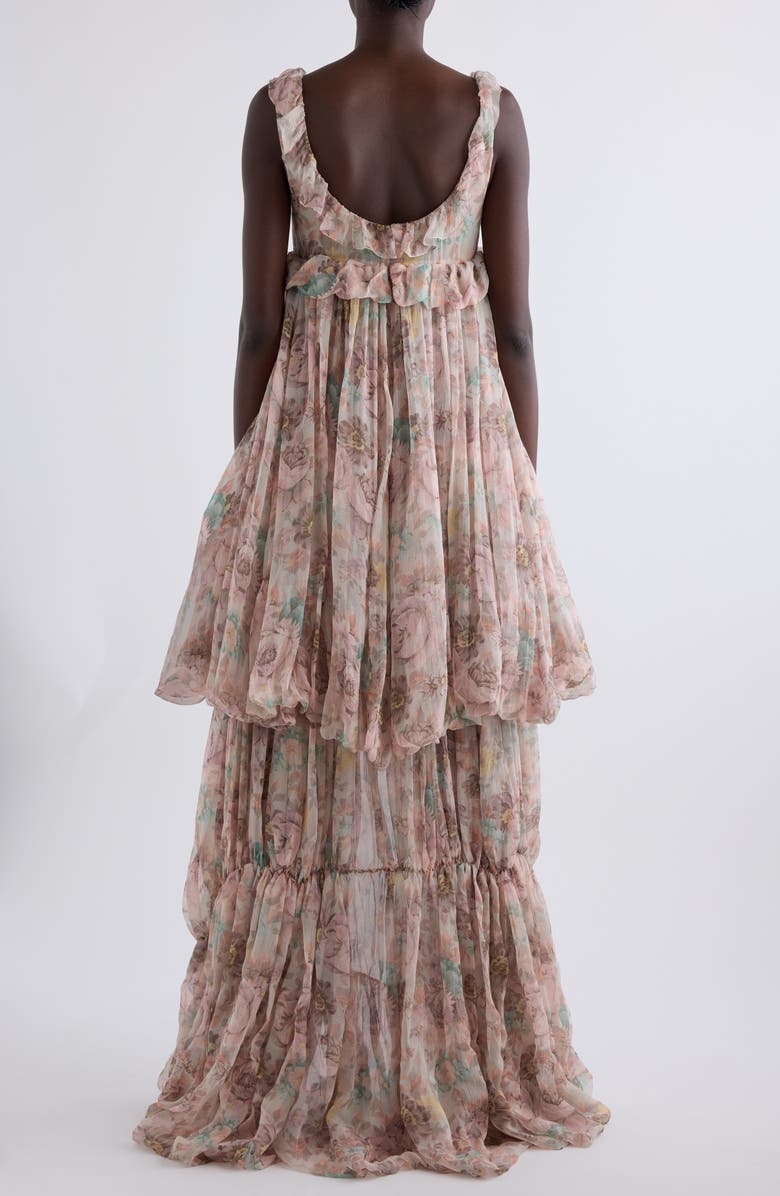 Chloé Ruffle Silk Gauze Dress, Alternate, color, 