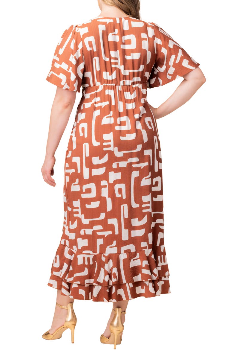 Alexandra Floral Print Ruffle Wrap Front Maxi Dress, Alternate, color, CHOCOLATE ABSTRACTION