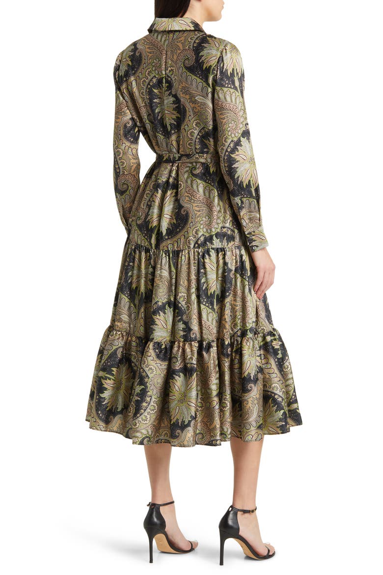 Print Long Sleeve Maxi Shirtdress, Alternate, color, NATURAL MULTI
