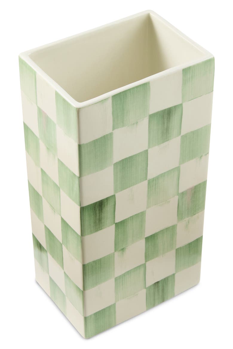 Sage Check Pillar Vase, Alternate, color, GREEN