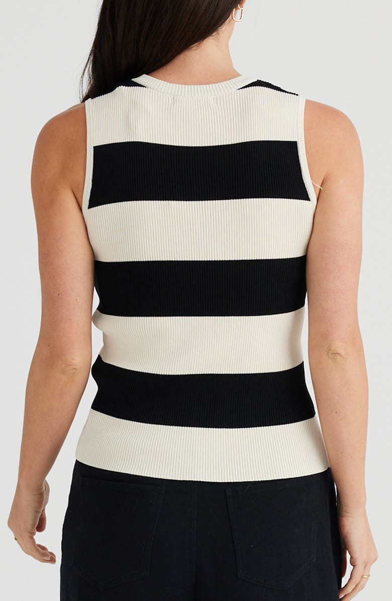 Brave+True Tori Stripe Sleeveless Sweater, Alternate, color, Cream W Black Stripe