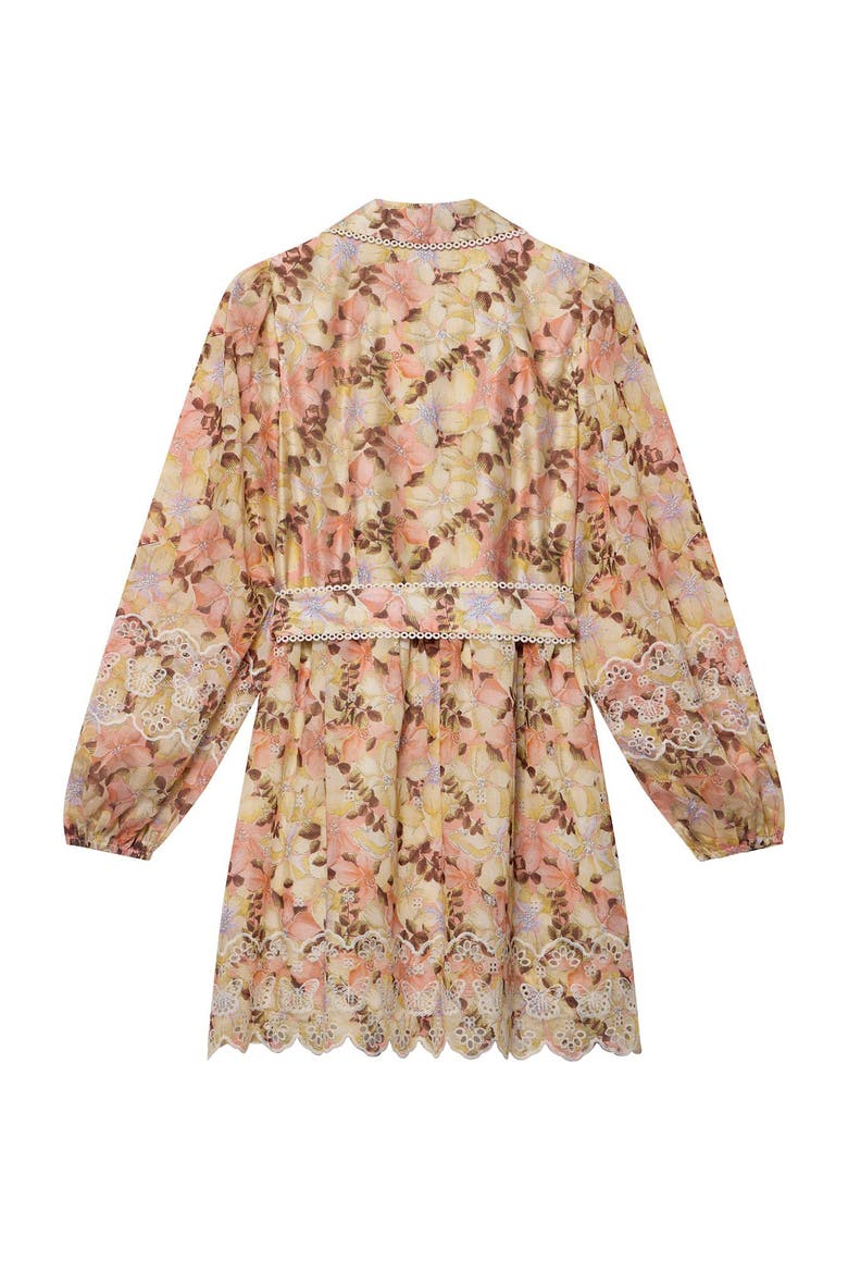 Floral Print Scallop Hem Mini Dress, Alternate, color, Light Pink