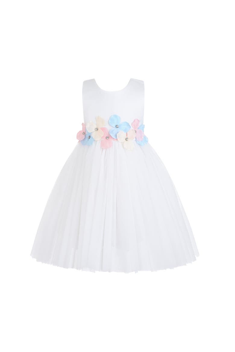 Elarisse Floral Waist Dress, Main, color, White