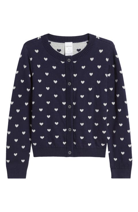 Kids' Heart Jacquard Cotton Cardigan (Toddler, Little Kid & Big Kid)