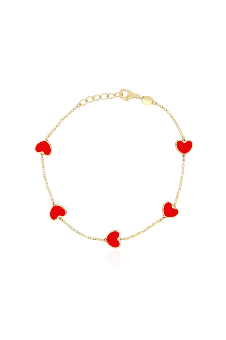 Coral Heart Station Bracelet, Main, color, Coral