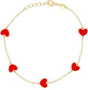 The Lovery Fine Jewelry Coral Heart Station Bracelet