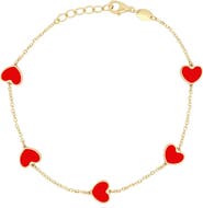 The Lovery Fine Jewelry Coral Heart Station Bracelet