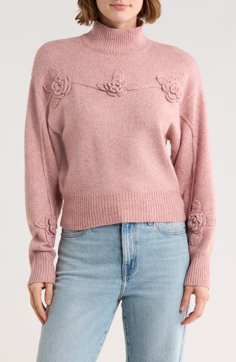 Hollyhock Flower Embellished Sweater