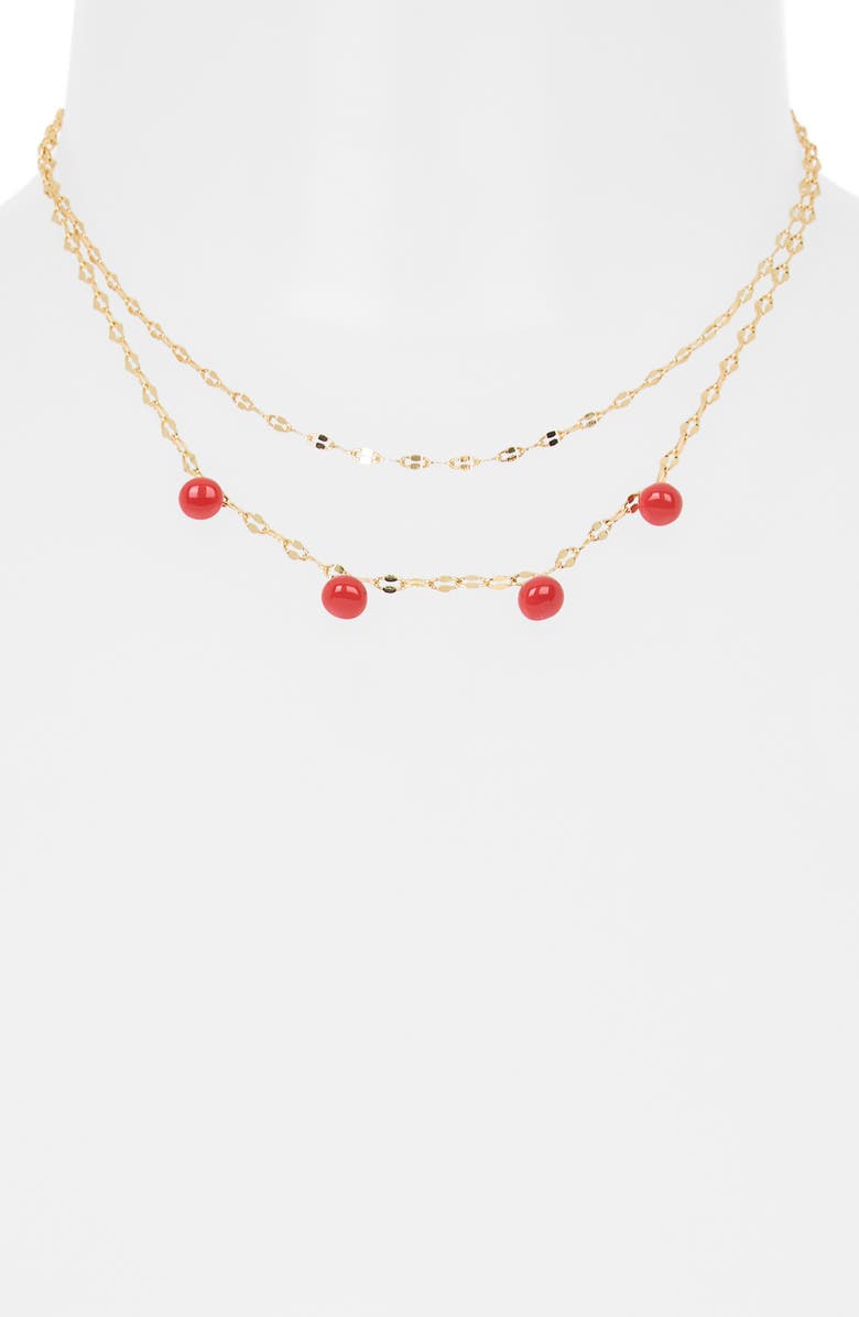 Leith Two Row Tomato Layered Necklace, Alternate, color, Red Multi- Gold