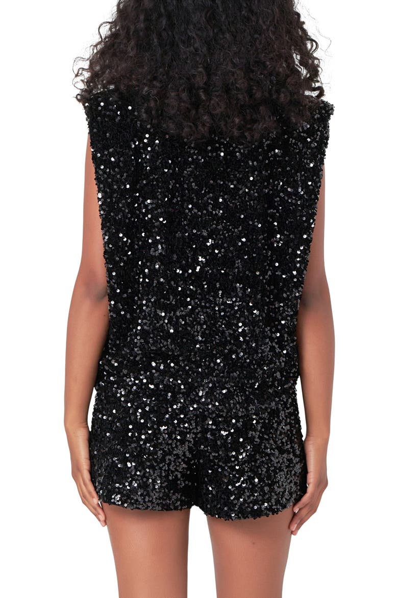 Sequin Padded Shoulder Velvet Top, Alternate, color, BLACK