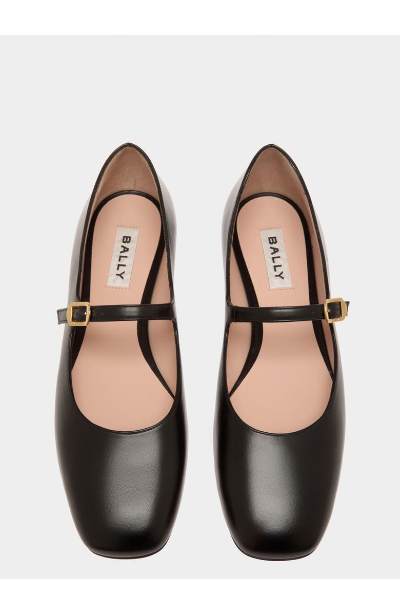 Bally rina Flat in Calf Leather with Leather Lining, Alternate, color, Black