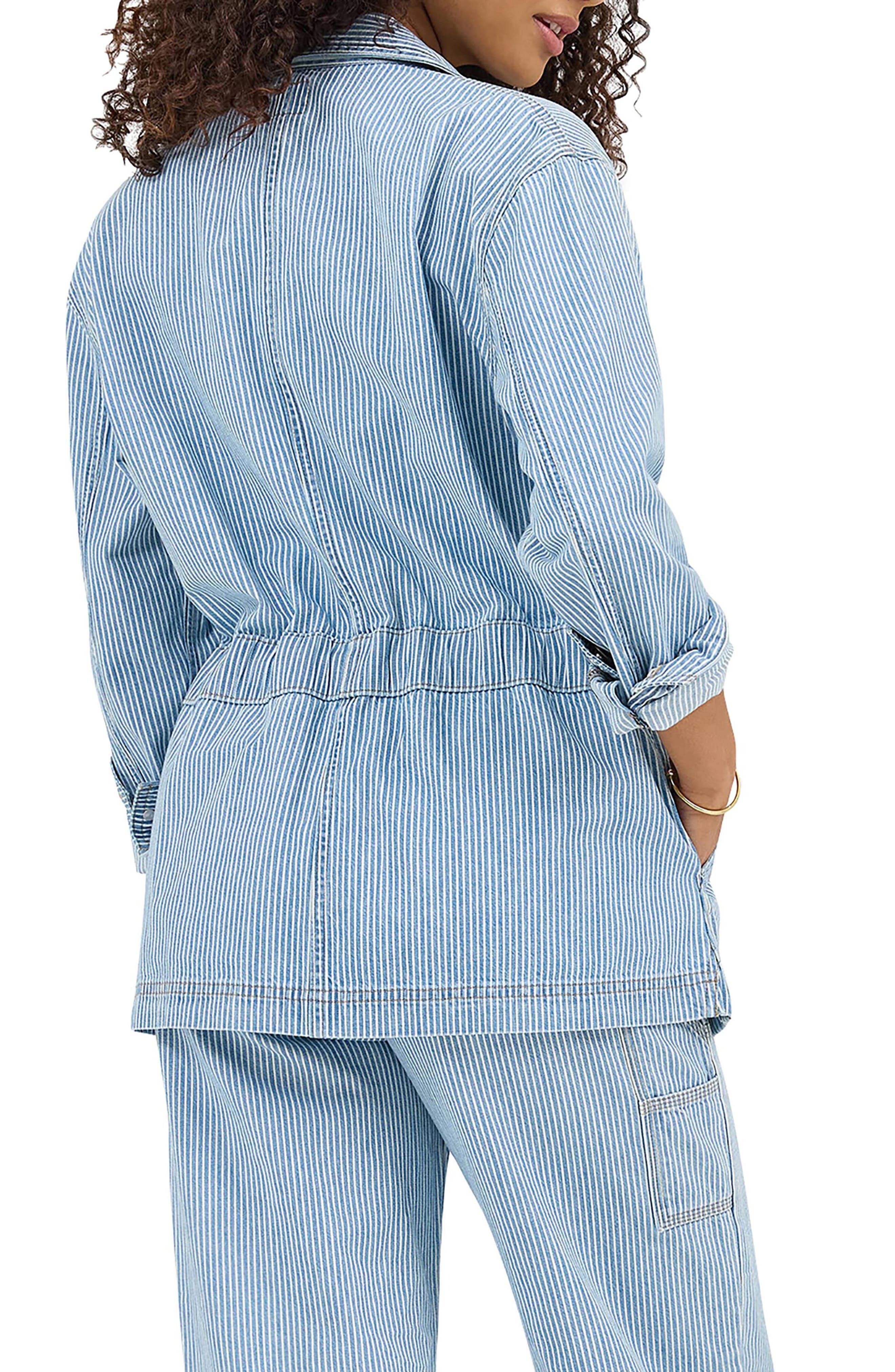 Military Oversize Stripe Cotton Denim Jacket - image 2