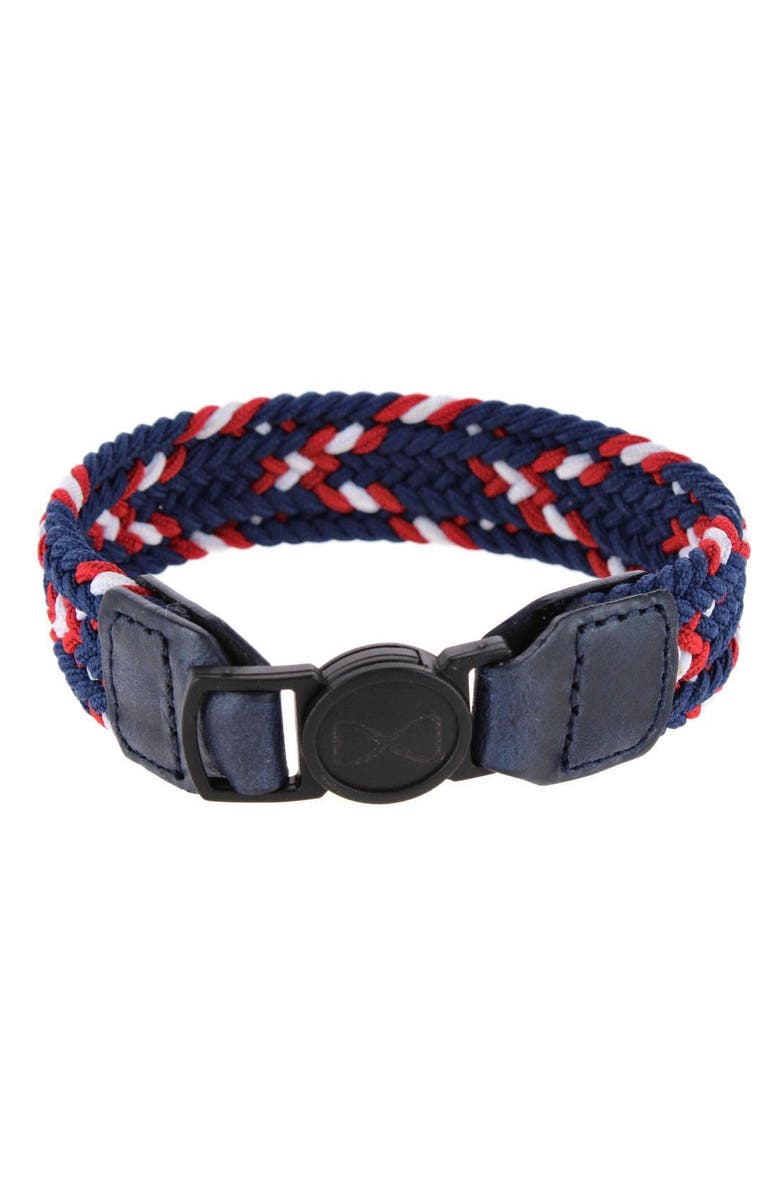 Trafalgar Rayden 18mm Mixed Colors Braided Golf Bracelet, Alternate, color, Blue, Red, And White Diamond