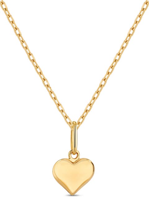 Heart Pendant with Cable Chain Necklace in 14K Gold