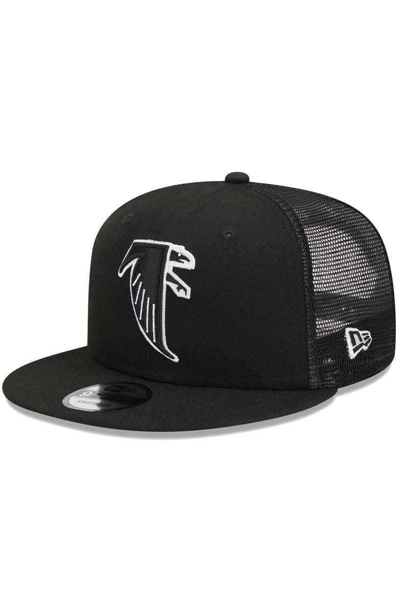 New Era Men's New Era Black Atlanta Falcons Throwback Main Trucker 9FIFTY Snapback Hat, Main, color, 