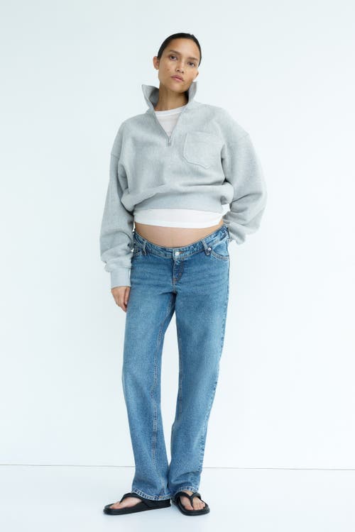 H&M Mama Straight Low Waist Jeans in Denim Blue at Nordstrom, Size X-Small