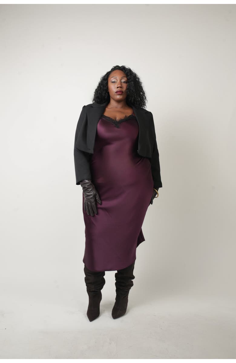 BAACAL Eva Lace Slip Dress, Alternate, color, Plum/ Black