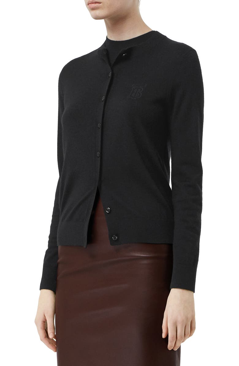Burberry Monogram Logo Cashmere Cardigan, Alternate, color,