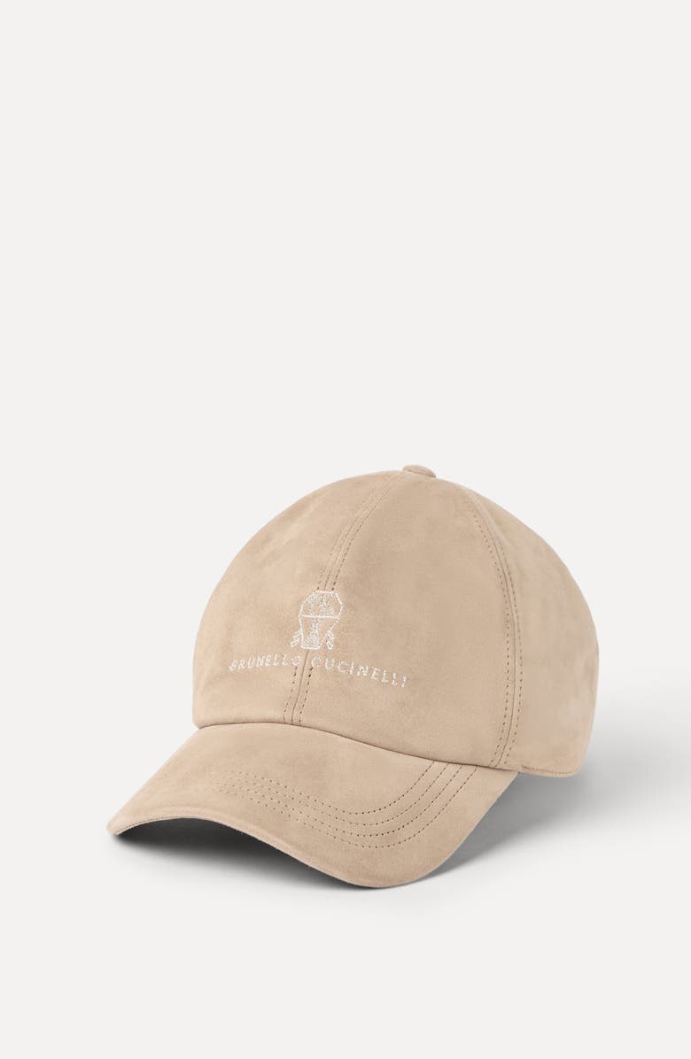 Brunello Cucinelli Suede baseball cap, Alternate, color, Tobacco