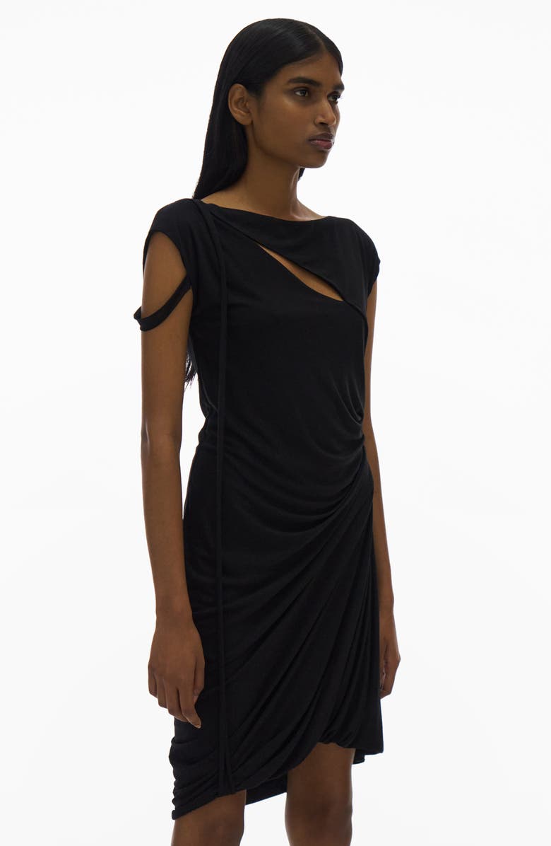 Helmut Lang Scala Cutout Cap Sleeve Dress, Alternate, color,