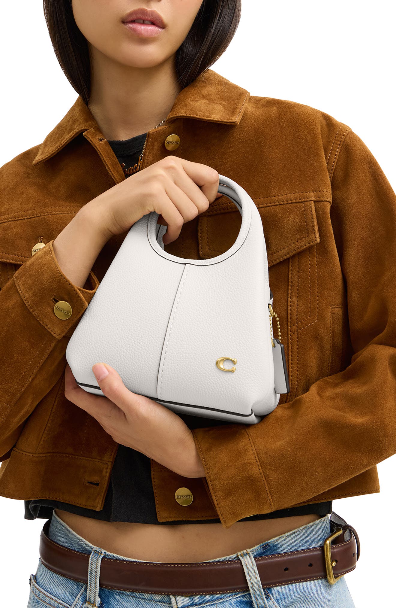 COACH Lana Polished Pebble Leather Shoulder Bag, Alternate, color, Chalk