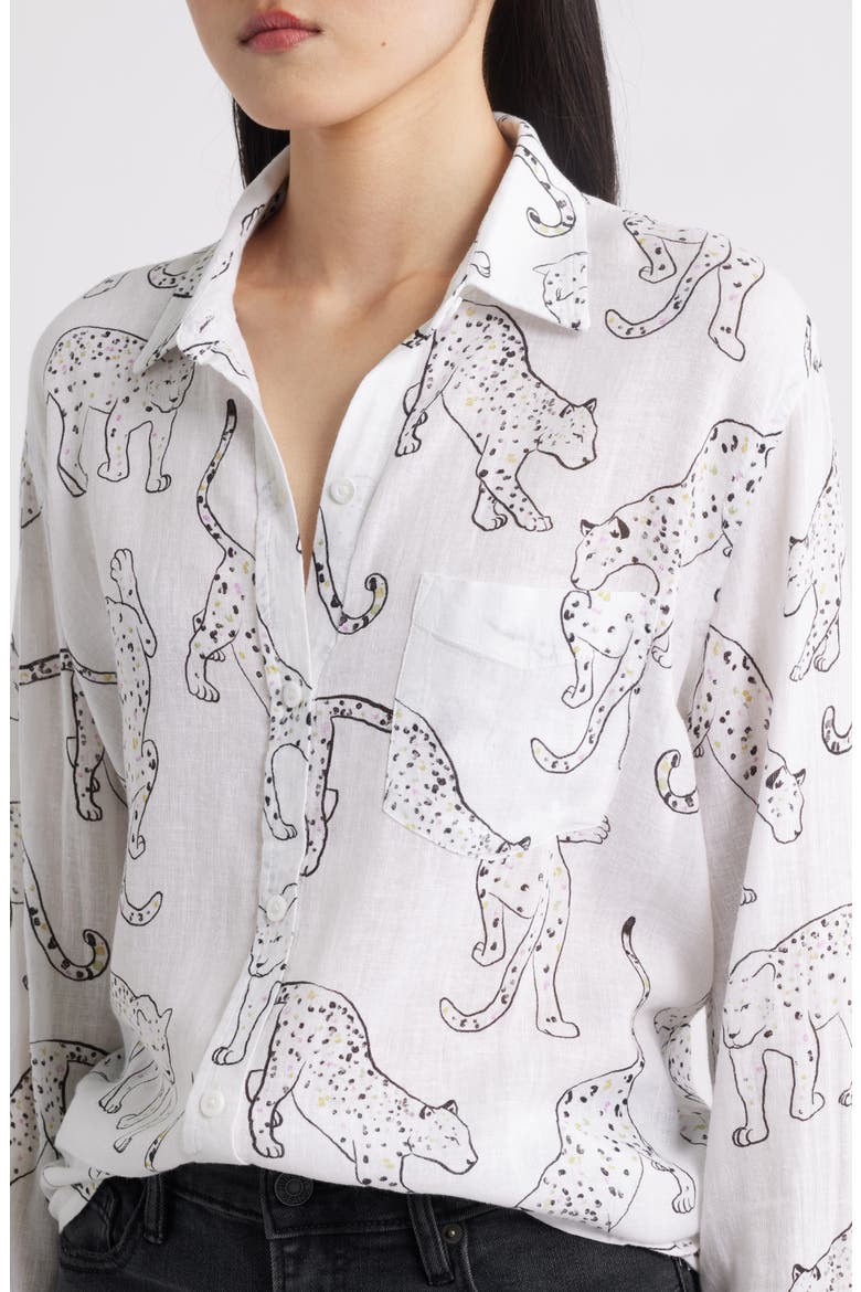 Charli Linen Blend Button-Up Shirt, Alternate, color, BELIZE JAGUAR