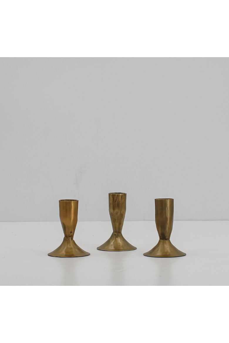 3.5" Iron Candleholders in Antique Brass, Main, color, Brass