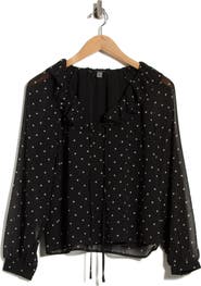 T Tahari Ruffle Tie Neck Top
