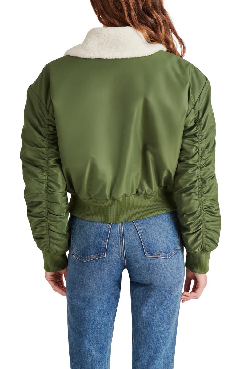 Steve Madden Fleece Trim Nylon Bomber Jacket, Alternate, color,
