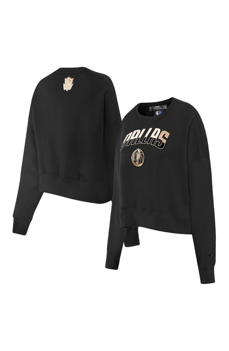 PRO STANDARD Women's Pro Standard  Black Dallas Mavericks Glam Cropped Pullover Sweatshirt, Main, color, 