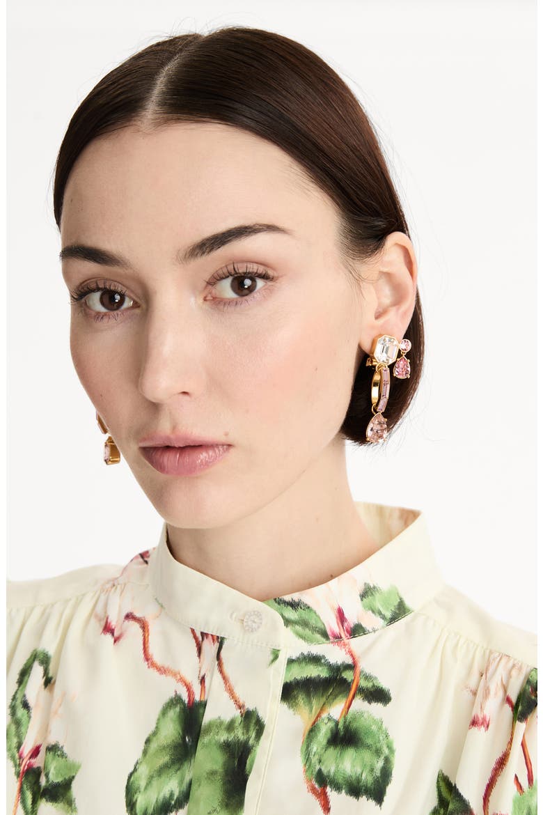Baguette Rhinestone Drop Earrings, Alternate, color, ROSE