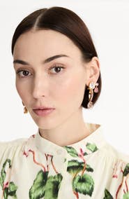 Oscar de la Renta Baguette Rhinestone Drop Earrings