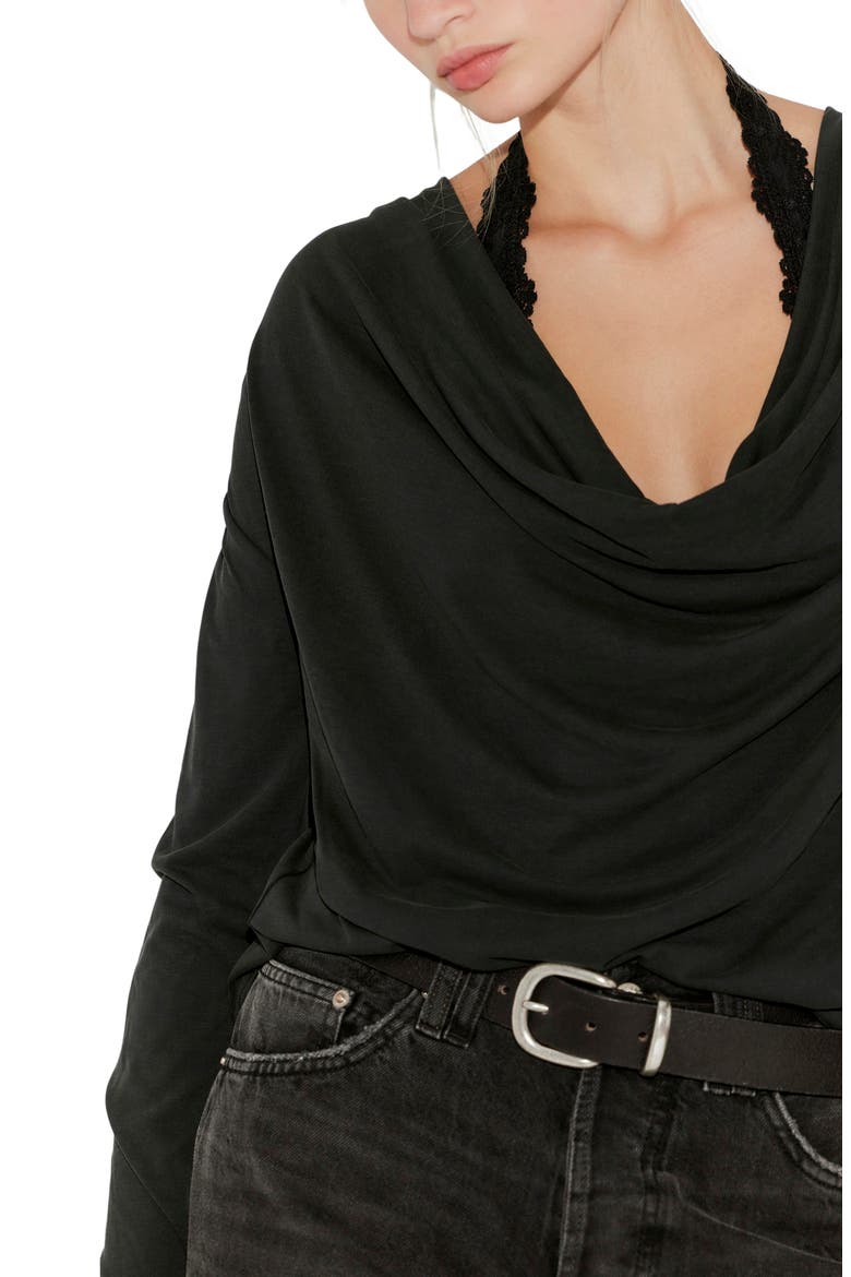 Jane Cowl Neck Long Sleeve Top, Alternate, color, BLACK