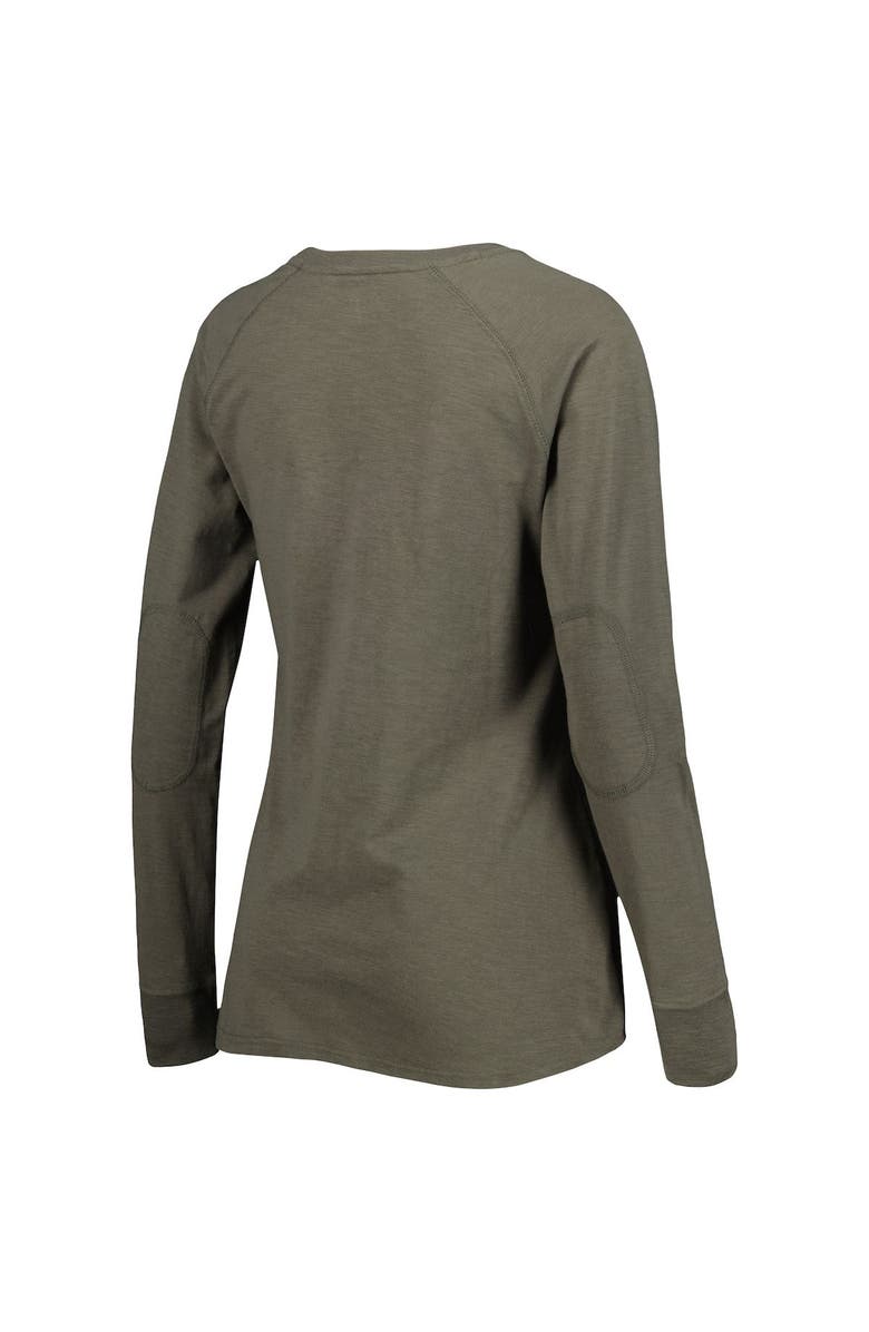 BOXERCRAFT Women's Olive Oregon Ducks Payton Elbow Patch Slub Raglan Long Sleeve T-Shirt, Alternate, color,