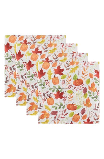 Design Imports Hometown Harvest Set Of 4 Napkins In Multi