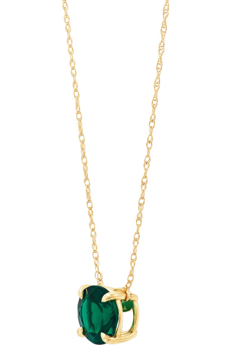 Frankie & Zoe Created Emerald Solitaire Pendant Necklace, Alternate, color, Yellow Gold