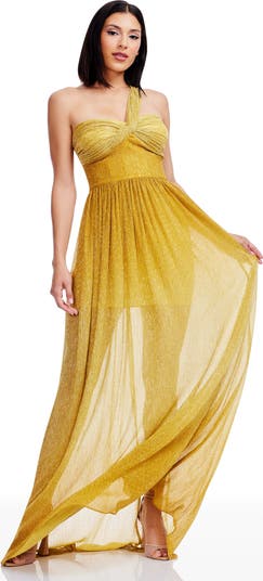 Idalia Metalllic Ombré One-Shoulder Gown