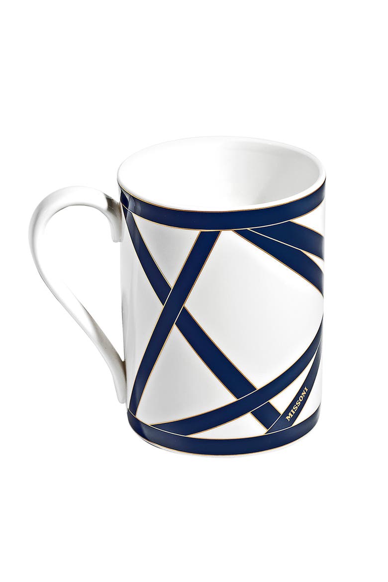 Mug Cup NASTRI in Luxury Box Blue diam. 3", H 3.9", cap. 12.5 oz, Alternate, color, Blue
