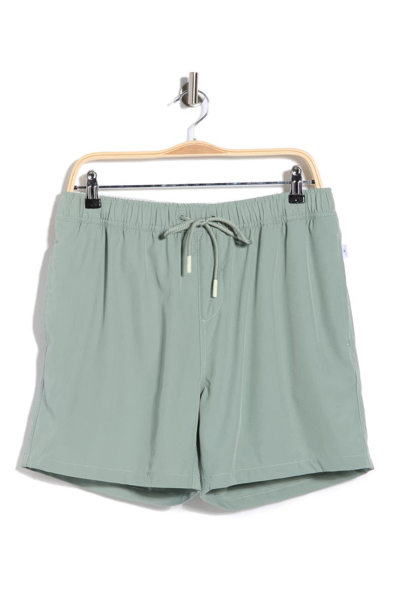 Solid 4 Way Stretch Lined Volley Swim Trunks, Alternate, color, SAGE