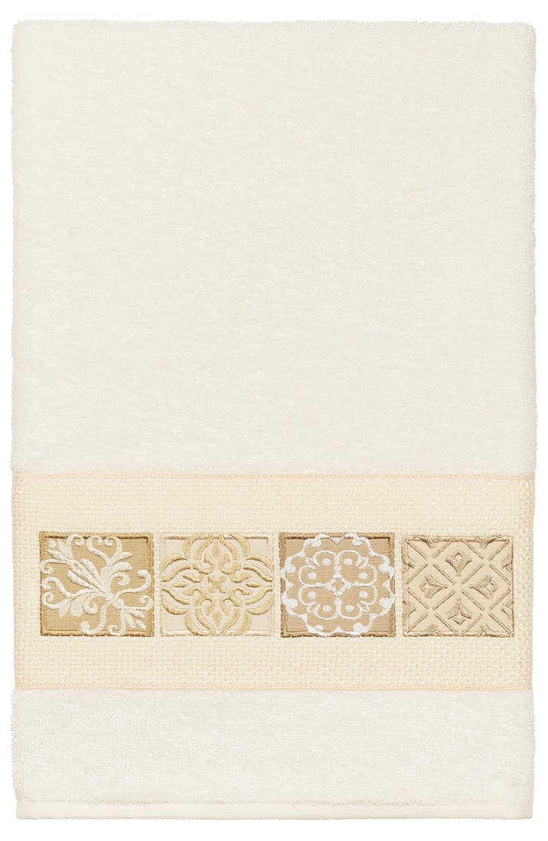 Linum Home Textiles Vivian 3-Piece Embellished Towel - Cream, Main, color, Cream
