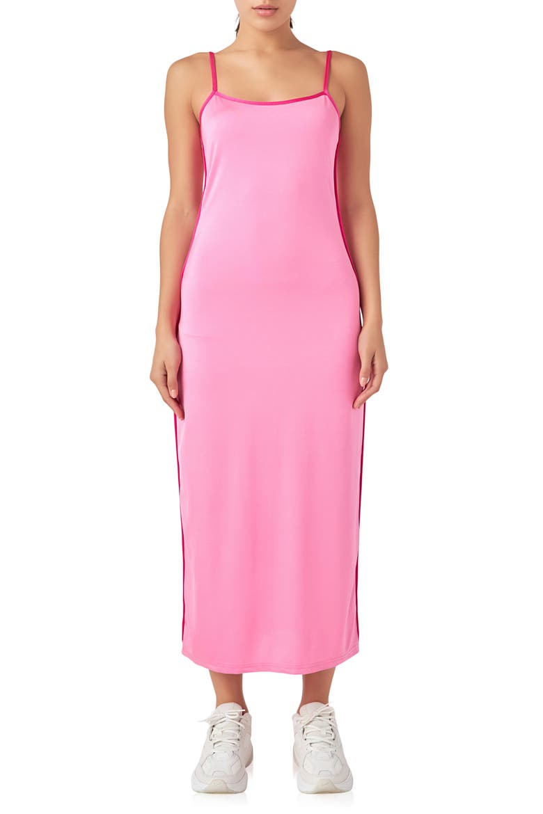 Contrast Binding Tank Dress, Main, color, PINK/ FUCHSIA