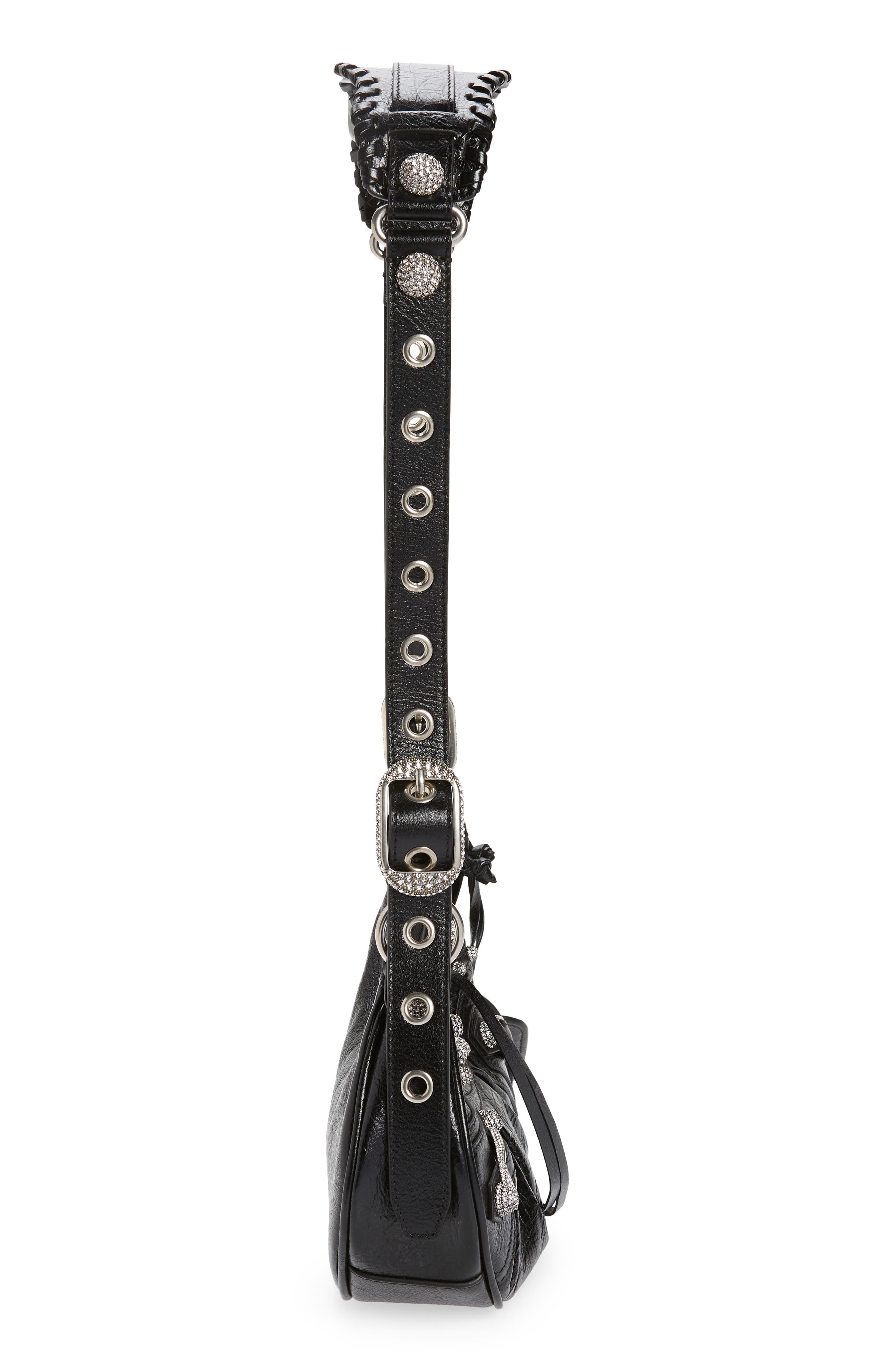 Balenciaga Extra Small Le Cagole Embellished Leather Shoulder Bag, Alternate, color, 