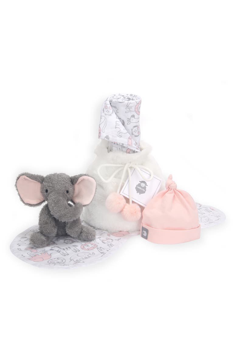 Lambs & Ivy 5 Piece Plush Infant/Newborn Baby Gift Bag with Swaddle, Main, color, Pink